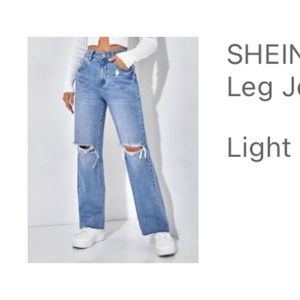 ⭐️ NWOT SHEIN Petite Ripped Straight Leg Jeans ⭐️